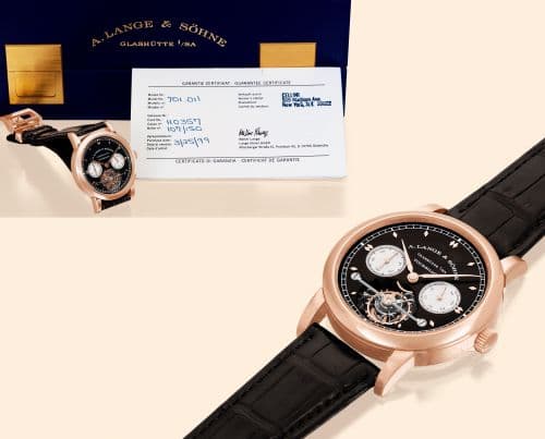 Tourbillon Pour le Mérite Pink Gold / Black — photo from WatchBase · Photo: WatchBase · © WatchBase, used with permission · Source: https://watchbase.com/a-lange-sohne/tourbillon/701-011