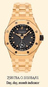 Royal Oak OffShore 25807 Full Calendar Yellow Gold / Blue / Bracelet — photo from WatchBase · Photo: WatchBase · © WatchBase, used with permission · Source: https://watchbase.com/audemars-piguet/royal-oak-offshore/25807ba-o-1010ba-01