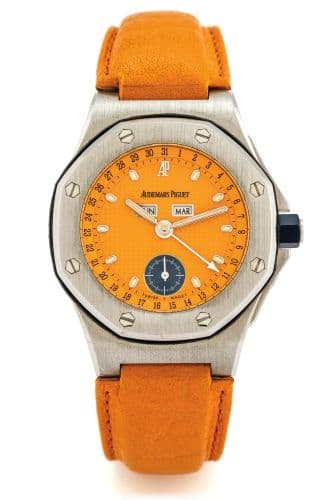 Royal Oak OffShore 25808 Full Calendar Orange — photo from WatchBase · Photo: WatchBase · © WatchBase, used with permission · Source: https://watchbase.com/audemars-piguet/royal-oak-offshore/25808st-o-0009-02