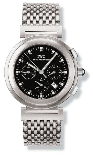 Da Vinci SL Chronograph MecaQuartz Stainless Steel Brushed / Black / Bracelet — photo from WatchBase · Photo: WatchBase · © WatchBase, used with permission · Source: https://watchbase.com/iwc/da-vinci/iw3728-05