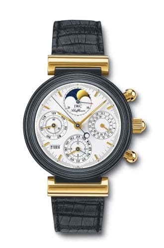 Da Vinci Perpetual Black Ceramic / Yellow Gold / White / Italian — photo from WatchBase · Photo: WatchBase · © WatchBase, used with permission · Source: https://watchbase.com/iwc/da-vinci/iw3755-02