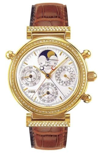 Da Vinci Perpetual Rattrapante Yellow Gold / Diamond / Silver / Italian — photo from WatchBase · Photo: WatchBase · © WatchBase, used with permission · Source: https://watchbase.com/iwc/da-vinci/iw8154-02