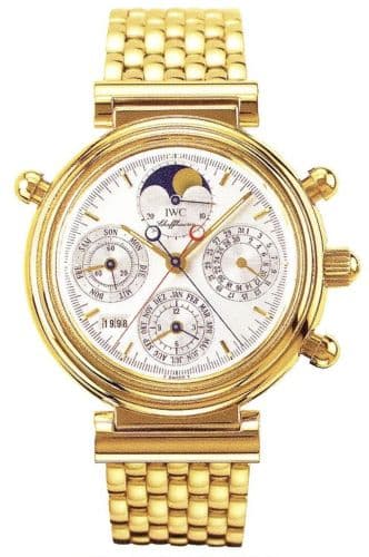 Da Vinci Perpetual Rattrapante Yellow Gold / Silver / German / Bracelet — photo from WatchBase · Photo: WatchBase · © WatchBase, used with permission · Source: https://watchbase.com/iwc/da-vinci/iw9254-01