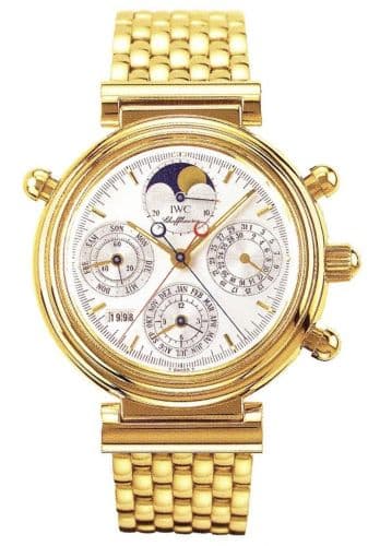 Da Vinci Perpetual Rattrapante Yellow Gold / Silver / French / Bracelet — photo from WatchBase · Photo: WatchBase · © WatchBase, used with permission · Source: https://watchbase.com/iwc/da-vinci/iw9254-04