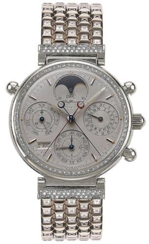 Da Vinci Perpetual Rattrapante Platinum / Diamond / Silver / English / Bracelet — photo from WatchBase · Photo: WatchBase · © WatchBase, used with permission · Source: https://watchbase.com/iwc/da-vinci/iw9257-03