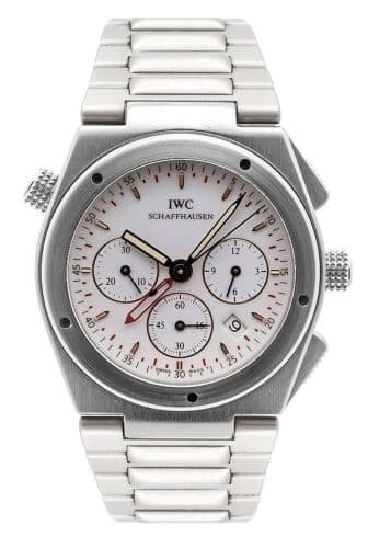 Ingenieur Mecaquartz Chronograph Alarm Stainless Steel / White / Bracelet — photo from WatchBase · Photo: WatchBase · © WatchBase, used with permission · Source: https://watchbase.com/iwc/ingenieur/iw3805-03