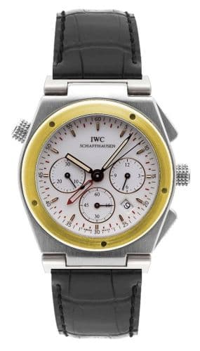 Ingenieur Mecaquartz Chronograph Alarm Stainless Steel / Yellow Gold / White / Strap — photo from WatchBase · Photo: WatchBase · © WatchBase, used with permission · Source: https://watchbase.com/iwc/ingenieur/iw3815-04
