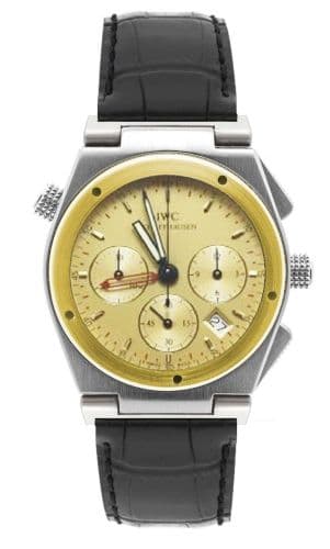 Ingenieur Mecaquartz Chronograph Alarm Stainless Steel / Yellow Gold / Champagne / Strap — photo from WatchBase · Photo: WatchBase · © WatchBase, used with permission · Source: https://watchbase.com/iwc/ingenieur/iw3815-05