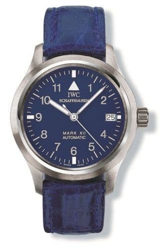 Pilot's Watch Mark XII Platinum / Blue / Strap — photo from WatchBase · Photo: WatchBase · © WatchBase, used with permission · Source: https://watchbase.com/iwc/pilot/iw3241-07