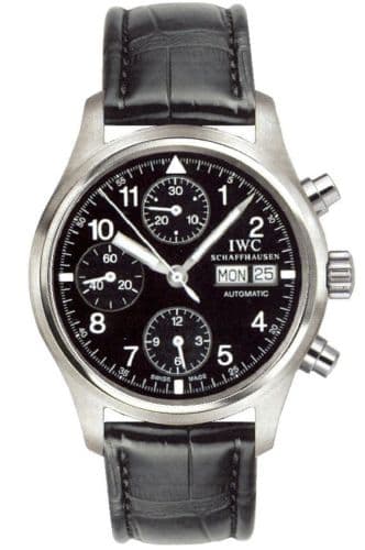 Pilot's Watch Chronograph Stainless Steel / Black / French / Strap — photo from WatchBase · Photo: WatchBase · © WatchBase, used with permission · Source: https://watchbase.com/iwc/pilot/iw3706-04