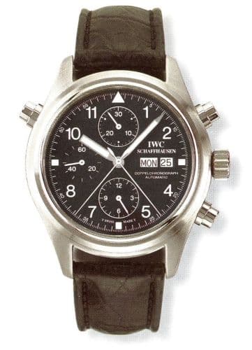 Pilot's Watch Doppelchronograph Stainless Steel / Black / Italian / Strap — photo from WatchBase · Photo: WatchBase · © WatchBase, used with permission · Source: https://watchbase.com/iwc/pilot/iw3711-02