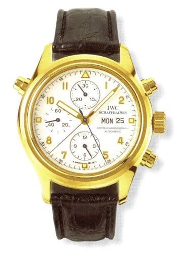 Pilot's Watch Doppelchronograph Yellow Gold / White / English / Strap — photo from WatchBase · Photo: WatchBase · © WatchBase, used with permission · Source: https://watchbase.com/iwc/pilot/iw3711-11