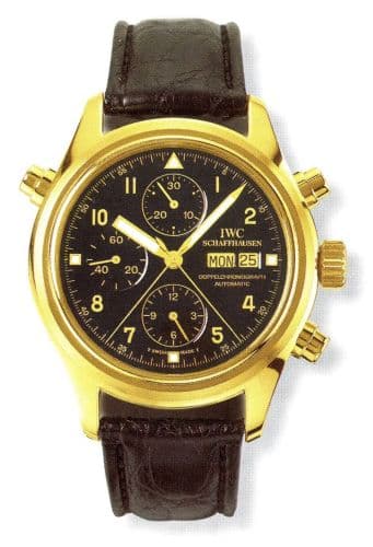 Pilot's Watch Doppelchronograph Yellow Gold / Black / German / Strap — photo from WatchBase · Photo: WatchBase · © WatchBase, used with permission · Source: https://watchbase.com/iwc/pilot/iw3711-13