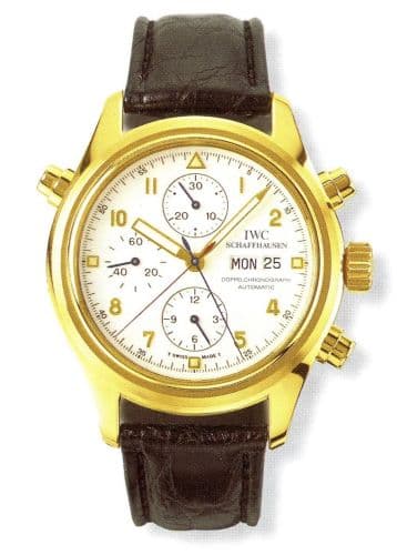 Pilot's Watch Doppelchronograph Yellow Gold / White / French — photo from WatchBase · Photo: WatchBase · © WatchBase, used with permission · Source: https://watchbase.com/iwc/pilot/iw3713-12