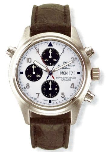 Pilot's Watch Doppelchronograph Stainless Steel / White / Japan / Strap — photo from WatchBase · Photo: WatchBase · © WatchBase, used with permission · Source: https://watchbase.com/iwc/pilot/iw3713-29