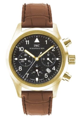 Pilot's Watch Chronograph Mecaquartz Yellow Gold / Black / Strap — photo from WatchBase · Photo: WatchBase · © WatchBase, used with permission · Source: https://watchbase.com/iwc/pilot/iw3741-03