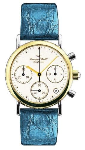 Portofino Lady Chronograph MecaQuartz Stainless Steel / Yellow Gold / White / Alligator — photo from WatchBase · Photo: WatchBase · © WatchBase, used with permission · Source: https://watchbase.com/iwc/portofino/iw3730-14
