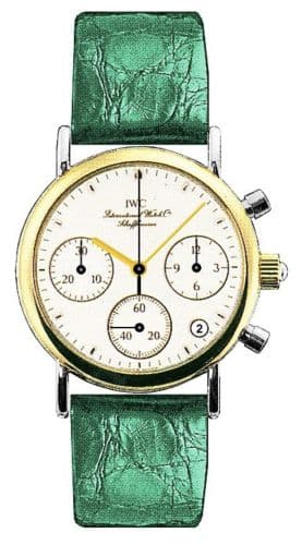 Portofino Lady Chronograph MecaQuartz Stainless Steel / Yellow Gold / White / Alligator — photo from WatchBase · Photo: WatchBase · © WatchBase, used with permission · Source: https://watchbase.com/iwc/portofino/iw3730-16
