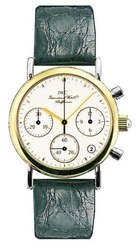 Portofino Lady Chronograph MecaQuartz Stainless Steel / Yellow Gold / White / Alligator — photo from WatchBase · Photo: WatchBase · © WatchBase, used with permission · Source: https://watchbase.com/iwc/portofino/iw3730-18