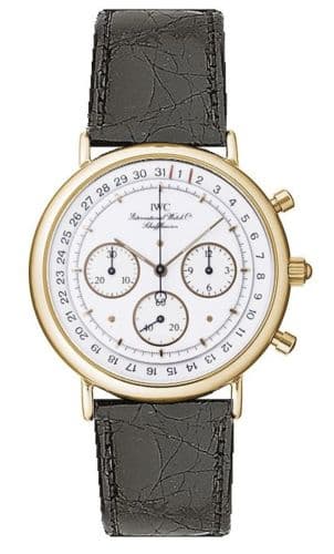 Portofino Chronograph MecaQuartz Yellow Gold / White / Alligator — photo from WatchBase · Photo: WatchBase · © WatchBase, used with permission · Source: https://watchbase.com/iwc/portofino/iw3731-01