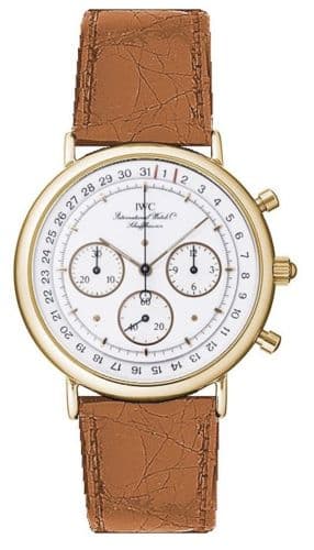 Portofino Chronograph MecaQuartz Yellow Gold / White / Alligator — photo from WatchBase · Photo: WatchBase · © WatchBase, used with permission · Source: https://watchbase.com/iwc/portofino/iw3731-02