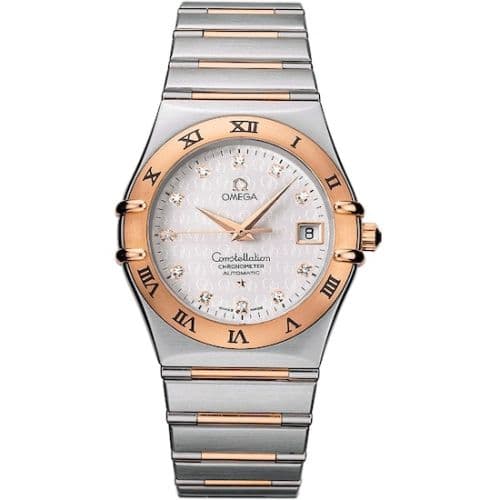 Constellation Automatic 35.5 Stainless Steel - Red Gold / Silver - Diamond — photo from WatchBase · Photo: WatchBase · © WatchBase, used with permission · Source: https://watchbase.com/omega/constellation/1304-35-00