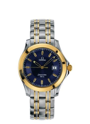 Seamaster 120M Quartz 34.8 Stainless Steel - Yellow Gold / Blue / Bracelet — photo from WatchBase · Photo: WatchBase · © WatchBase, used with permission · Source: https://watchbase.com/omega/seamaster-120m/2311-81-00