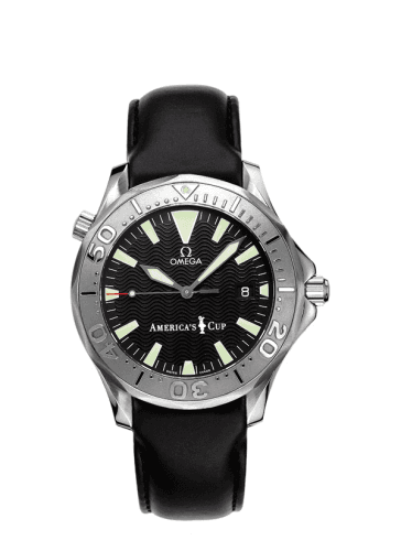 Seamaster Diver 300M Automatic 41 Stainless Steel / White Gold / Black / Leather / America's Cup — photo from WatchBase · Photo: WatchBase · © WatchBase, used with permission · Source: https://watchbase.com/omega/seamaster-diver-300m/2833-50-91