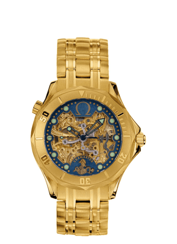 Seamaster Diver 300M Automatic 41 Yellow Gold / Skeleton / Bracelet / 50th Anniversary — photo from WatchBase · Photo: WatchBase · © WatchBase, used with permission · Source: https://watchbase.com/omega/seamaster-diver-300m/2931-80-00