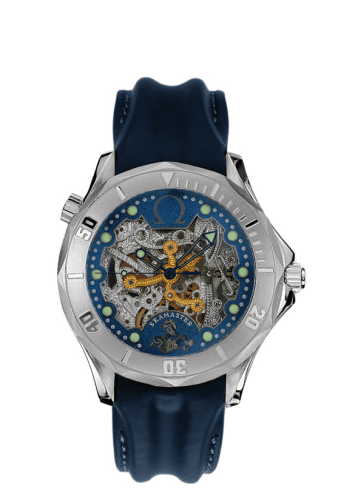 Seamaster Diver 300M Automatic 41 White Gold / Skeleton / Leather / 50th Anniversary — photo from WatchBase · Photo: WatchBase · © WatchBase, used with permission · Source: https://watchbase.com/omega/seamaster-diver-300m/2942-80-03