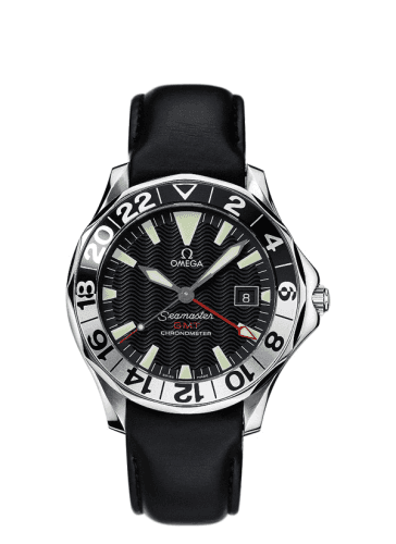 Seamaster Diver 300M Automatic 41 GMT Stainless Steel / Black / Leather — photo from WatchBase · Photo: WatchBase · © WatchBase, used with permission · Source: https://watchbase.com/omega/seamaster-diver-300m/2834-50-96