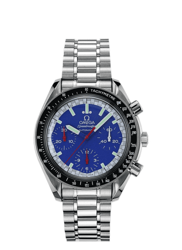 Speedmaster Reduced Stainless Steel / Blue / Bracelet / Schumacher — photo from WatchBase · Photo: WatchBase · © WatchBase, used with permission · Source: https://watchbase.com/omega/speedmaster-reduced/3510-81-00