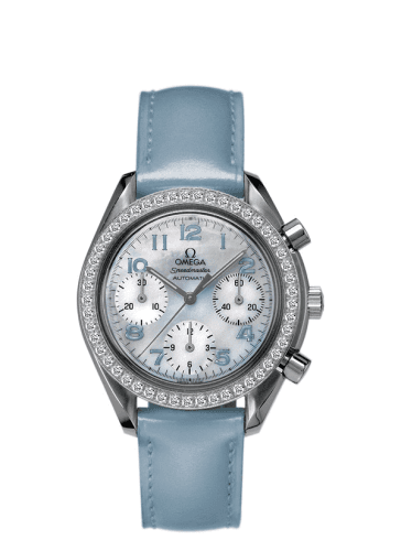 Speedmaster Reduced Ladies Stainless Steel / Diamond / MOP / Blue — photo from WatchBase · Photo: WatchBase · © WatchBase, used with permission · Source: https://watchbase.com/omega/speedmaster-reduced/3815-71-53