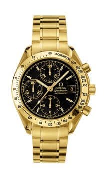 Speedmaster Date 39 Yellow Gold / Black / Bracelet — photo from WatchBase · Photo: WatchBase · © WatchBase, used with permission · Source: https://watchbase.com/omega/speedmaster-automatic-quartz/3113-53-00