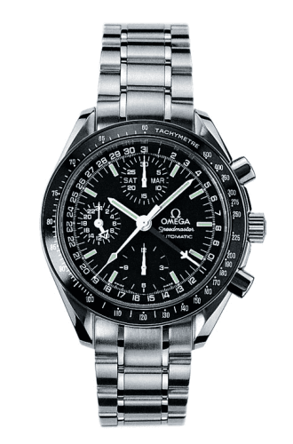 Speedmaster Day Date 40 Stainless Steel / Black / Bracelet — photo from WatchBase · Photo: WatchBase · © WatchBase, used with permission · Source: https://watchbase.com/omega/speedmaster-automatic-quartz/3520-50-00