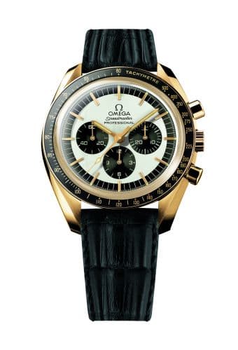 Speedmaster Professional Moonwatch Yellow Gold / Golden Panda — photo from WatchBase · Photo: WatchBase · © WatchBase, used with permission · Source: https://watchbase.com/omega/speedmaster/3690-30-01