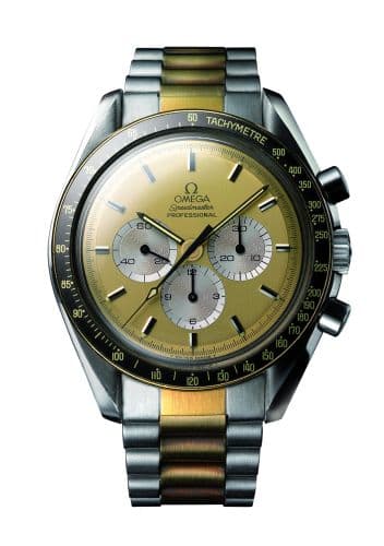 Speedmaster Professional Stainless Steel / Yellow Gold / Champagne / Bracelet — photo from WatchBase · Photo: WatchBase · © WatchBase, used with permission · Source: https://watchbase.com/omega/speedmaster/dd-145-0022-champ