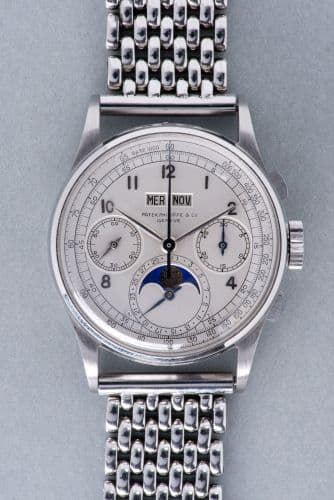 Perpetual Calendar Chronograph 1518 Stainless Steel — photo from WatchBase · Photo: WatchBase · © WatchBase, used with permission · Source: https://watchbase.com/patek-philippe/grand-complications/1518a
