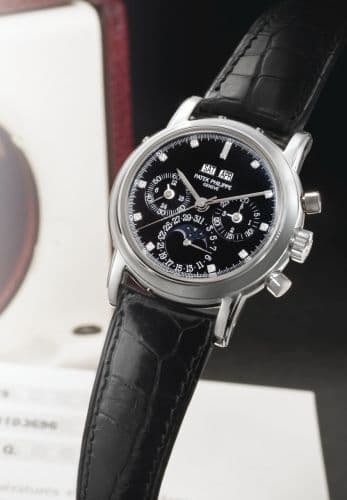 Perpetual Calendar Chronograph 3970 Platinum / Black Diamond — photo from WatchBase · Photo: WatchBase · © WatchBase, used with permission · Source: https://watchbase.com/patek-philippe/grand-complications/3970ep-029