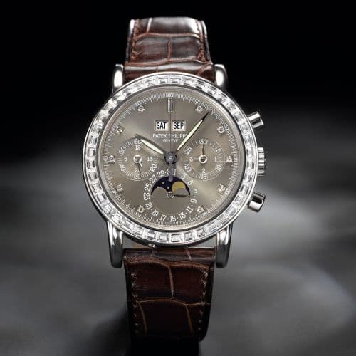 Perpetual Calendar Chronograph 3990 Platinum / Slate — photo from WatchBase · Photo: WatchBase · © WatchBase, used with permission · Source: https://watchbase.com/patek-philippe/grand-complications/3990p-xx1