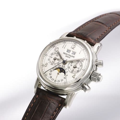Perpetual Calendar Split Seconds Chronograph 5004 White Gold / White Arabic — photo from WatchBase · Photo: WatchBase · © WatchBase, used with permission · Source: https://watchbase.com/patek-philippe/grand-complications/5004g-001