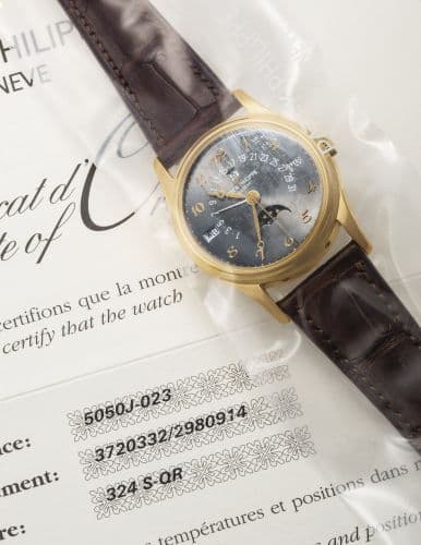 Perpetual Calendar 5050 Yellow Gold / Slate Breguet — photo from WatchBase · Photo: WatchBase · © WatchBase, used with permission · Source: https://watchbase.com/patek-philippe/grand-complications/5050j-023