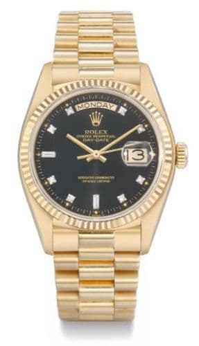 Day-Date 18038 — photo from WatchBase · Photo: WatchBase · © WatchBase, used with permission · Source: https://watchbase.com/rolex/day-date/18038-black-diamond