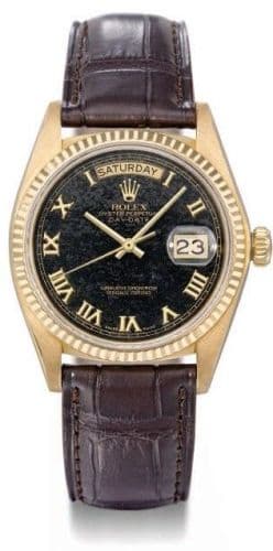 Day-Date 18038 — photo from WatchBase · Photo: WatchBase · © WatchBase, used with permission · Source: https://watchbase.com/rolex/day-date/18038-black-roman-stone