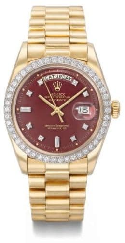 Day-Date 1804 — photo from WatchBase · Photo: WatchBase · © WatchBase, used with permission · Source: https://watchbase.com/rolex/day-date/1804-oxblood-stella