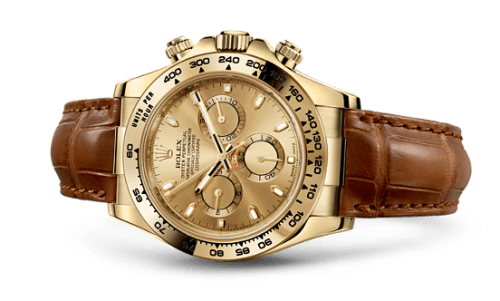 Cosmograph Daytona Yellow Gold / Champagne / Strap — photo from WatchBase · Photo: WatchBase · © WatchBase, used with permission · Source: https://watchbase.com/rolex/daytona/116518-0131