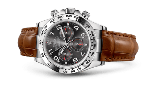 Cosmograph Daytona White Gold / Grey / Strap — photo from WatchBase · Photo: WatchBase · © WatchBase, used with permission · Source: https://watchbase.com/rolex/daytona/116519-0163