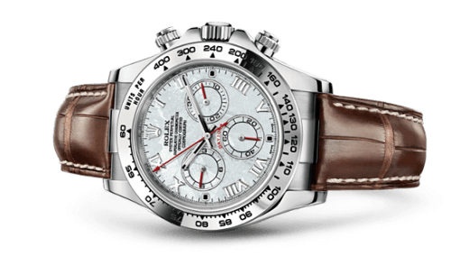 Daytona White Gold Strap Meteorite Roman — photo from WatchBase · Photo: WatchBase · © WatchBase, used with permission · Source: https://watchbase.com/rolex/daytona/116519-0195