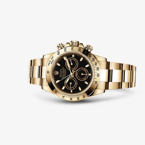 Daytona Yellow Gold Black — photo from WatchBase · Photo: WatchBase · © WatchBase, used with permission · Source: https://watchbase.com/rolex/daytona/116528-0035