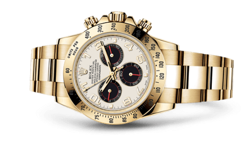 Cosmograph Daytona Yellow Gold / Panda Racing — photo from WatchBase · Photo: WatchBase · © WatchBase, used with permission · Source: https://watchbase.com/rolex/daytona/116528-0038